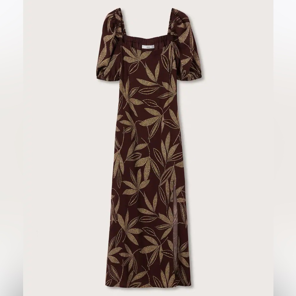 MANGO — Printed dress with balloon sleeves